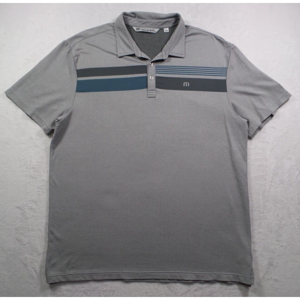 Travis Mathew Shirt Mens Size XXL Gray Golf Polo Short Sleeve Embroidered